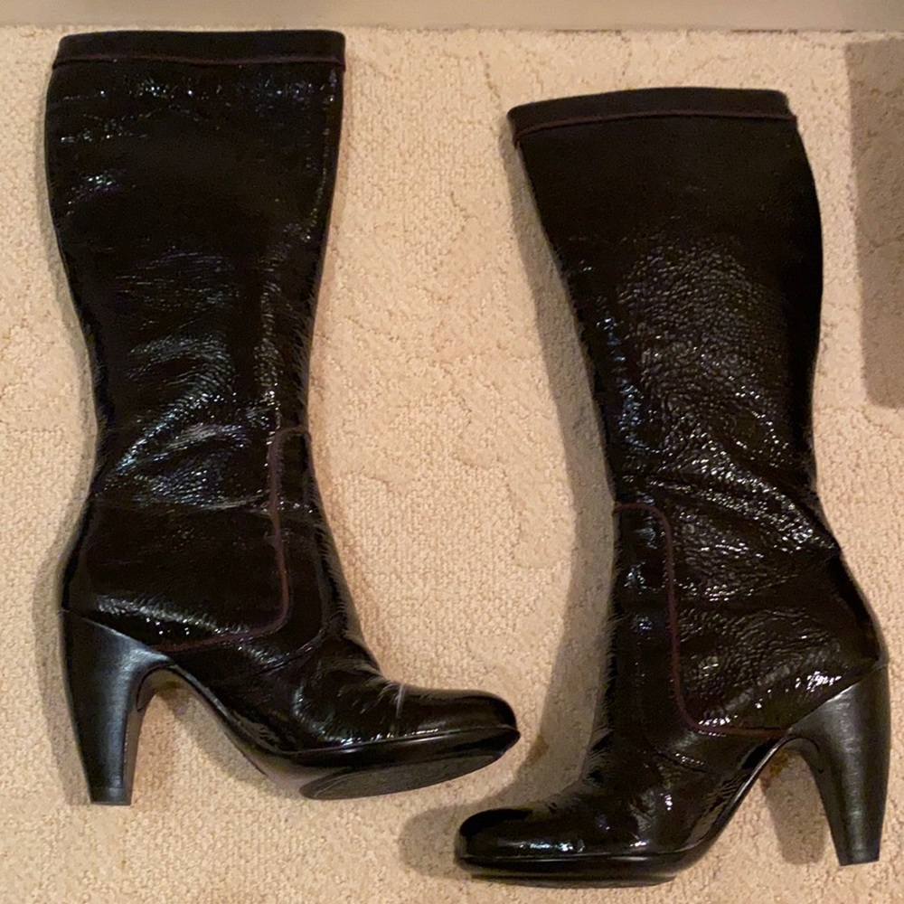 Brown leather boots